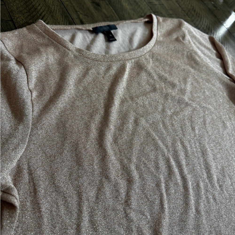 J. Crew sparkle Bell sleeve Metállic champagne Blouse - Picture 7 of 7